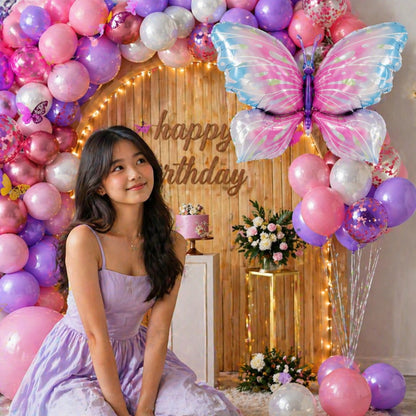 Butterfly Balloon Decoration Set Pink & Purple – 100 PCS | Butterfly Theme Balloon Arch Kit for Girls Birthday