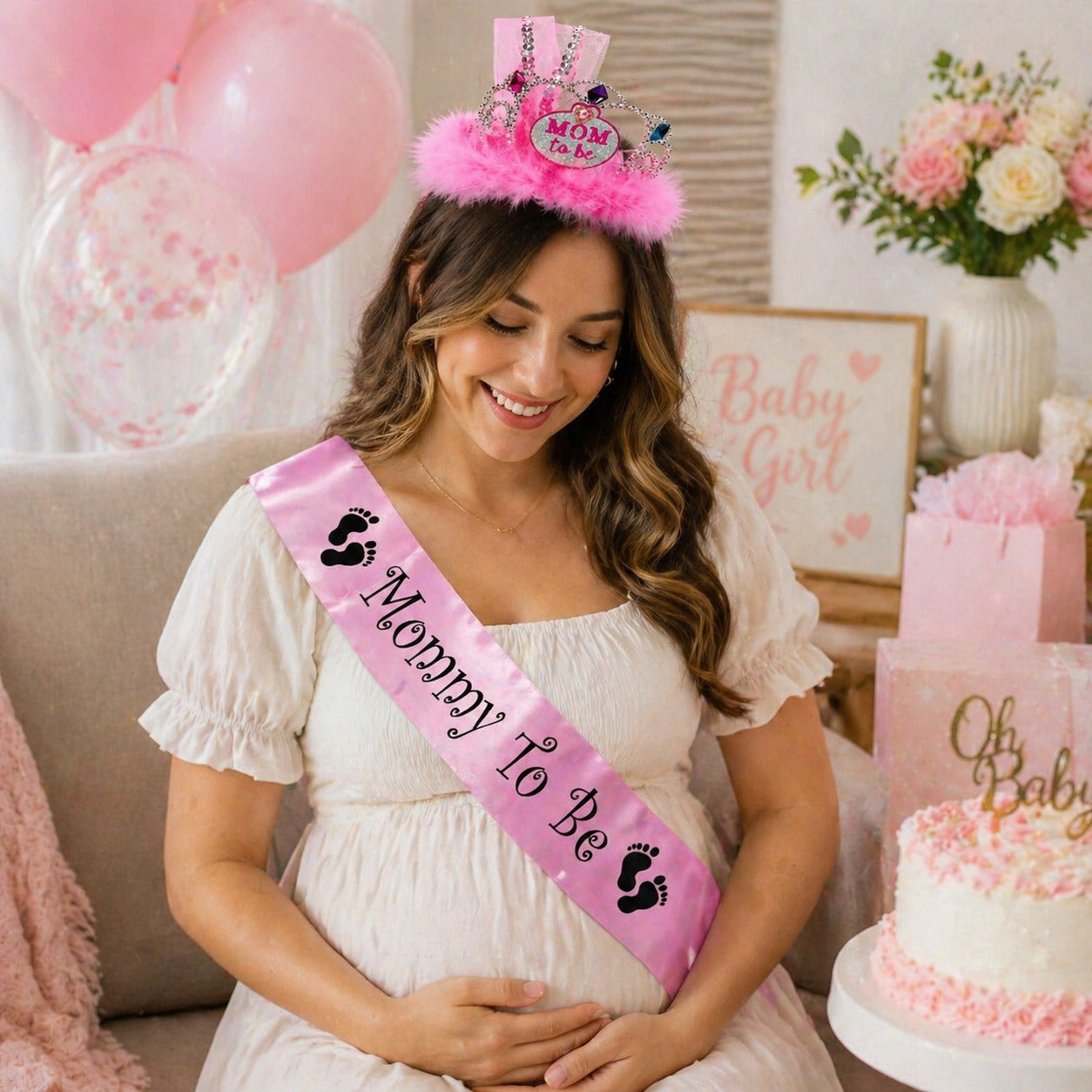 Baby Shower Mom to be Sash and Crown Combo Pack-2