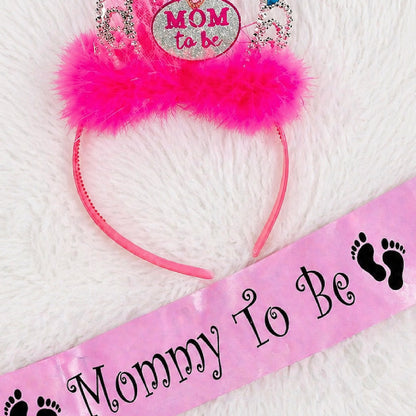 Baby Shower Mom to be Sash and Crown Combo Pack-2