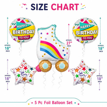 Roller Skate Happy Birthday Foil Balloon Bouquet Set