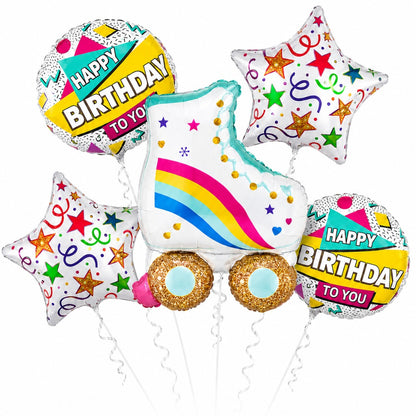 Roller Skate Happy Birthday Foil Balloon Bouquet Set