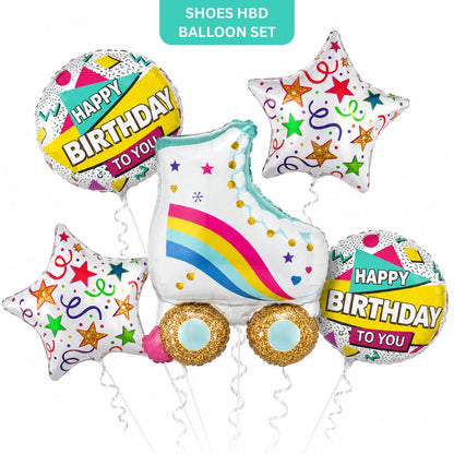 Roller Skate Happy Birthday Foil Balloon Bouquet Set