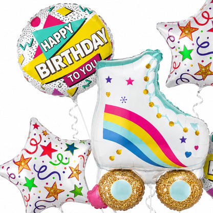 Roller Skate Happy Birthday Foil Balloon Bouquet Set