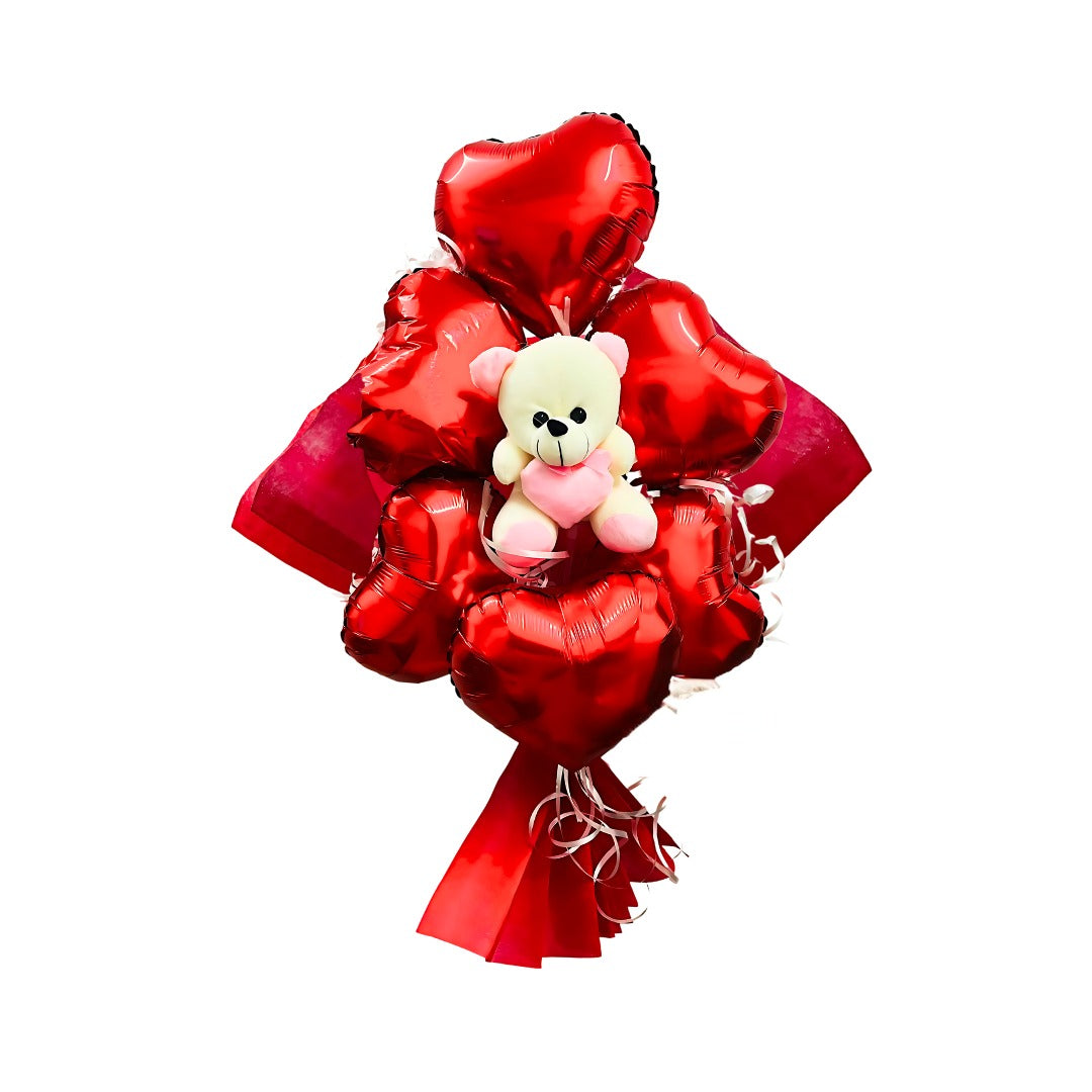 Valentines Red Heart with Teddy - Set of 6