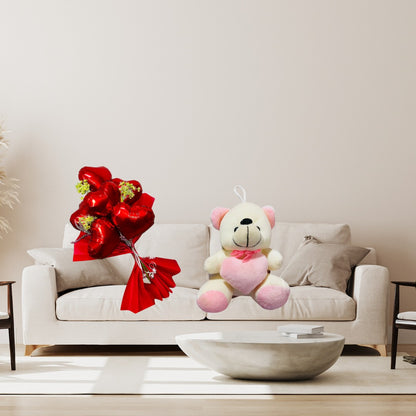 Valentines Red Heart with Teddy - Set of 6