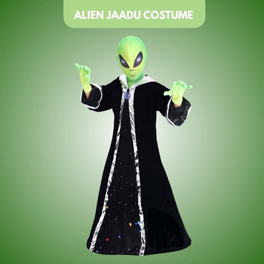 Alien Jaadu Costume with Neon Gloves and Mask Unisex