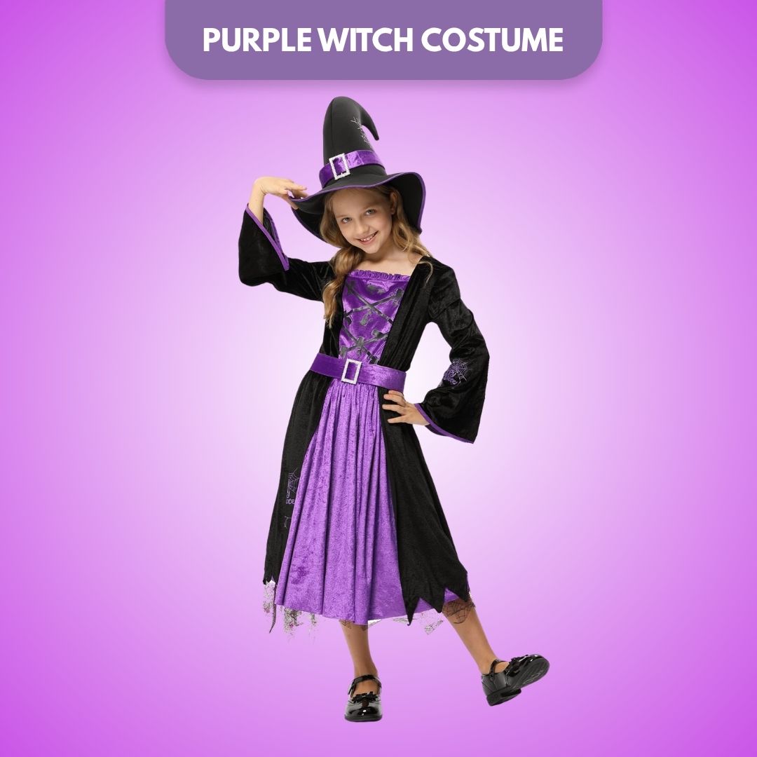 Purple and Black Witch Dress with Accessories