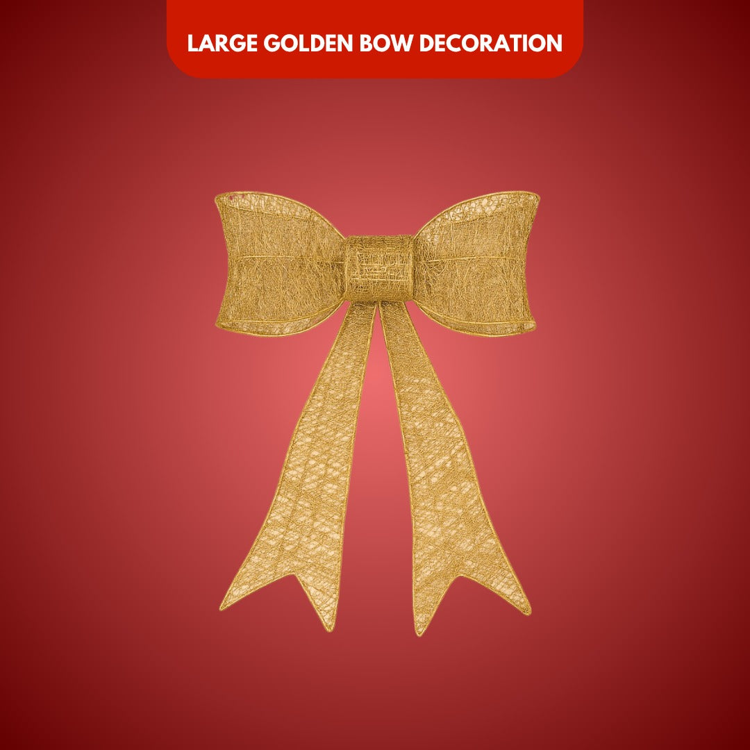 Large Golden Glitter Bow Christmas Decoration
