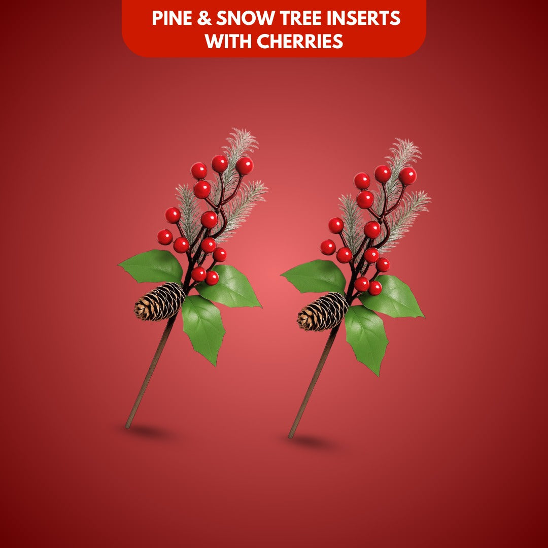Pine Snow Leaves with Cherry & Tree Inserts - 2PC