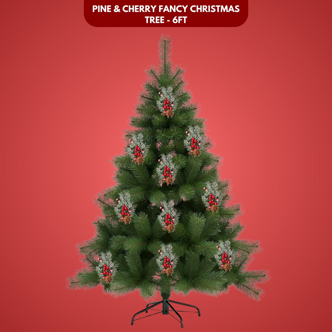 Pine Christmas Tree Green - 6FT with Cherry & Pine Tree Inserts