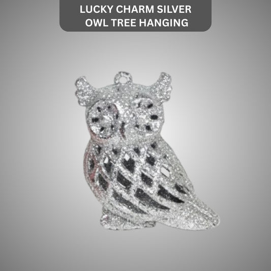 Lucky Charm Owl Tree Hanging Silver - 1 PC - Size - 8CM