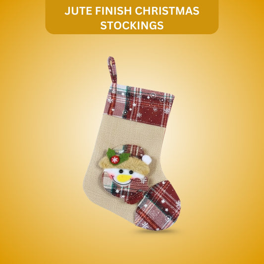 Jute Finish Christmas Stockings - 1PC