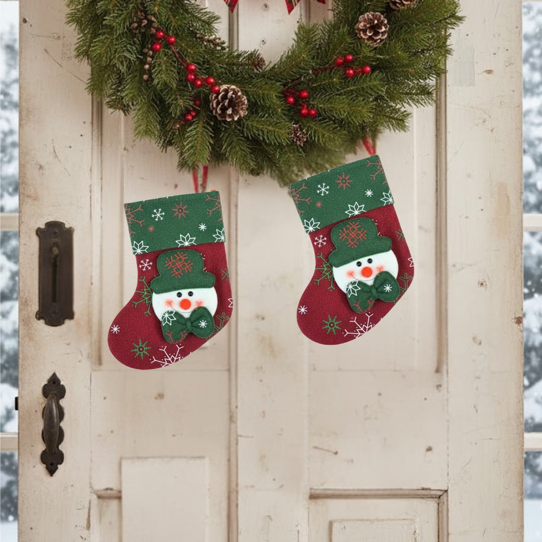 Red & Green Christmas Stockings With Santa - 1PC