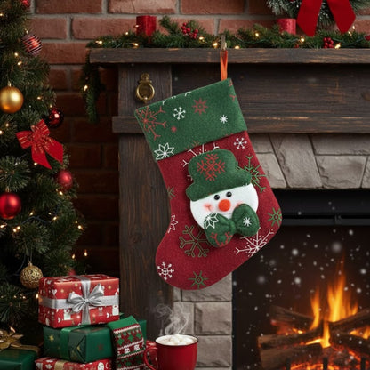 Red & Green Christmas Stockings With Santa - 1PC