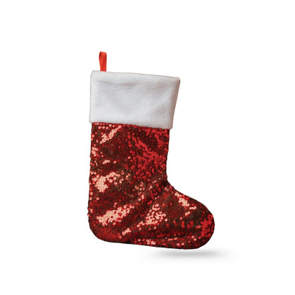Red Sequin Stockings with Plush White Border