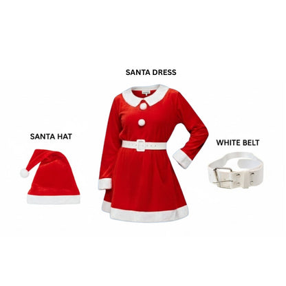 Adult Santa Girls Costume w/ Hat and Belt