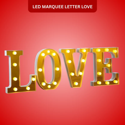 4 LED White Gold Marquee Light Up Letters "LOVE"