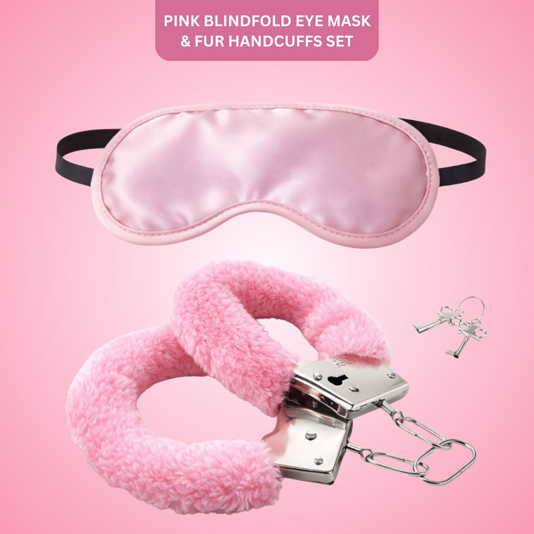 Pink Blindfold Eye Mask & Fur Handcuffs Set