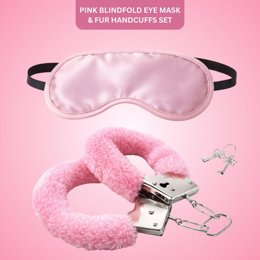 Pink Blindfold Eye Mask & Fur Handcuffs Set