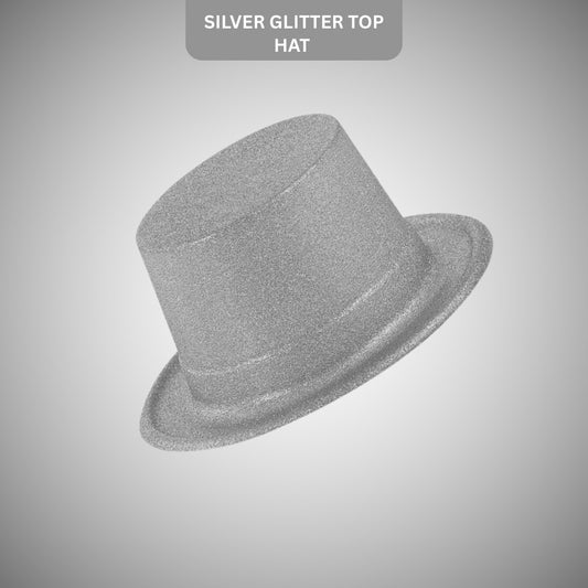 Glitter Top Hat Lrg. Silver