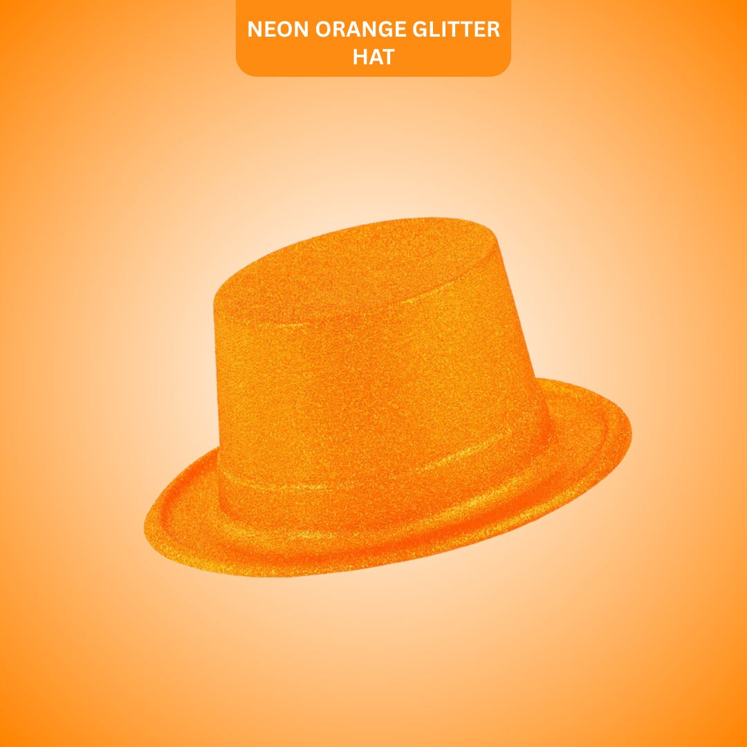 Neon Orange Glitter Hat for Adults - 1PC