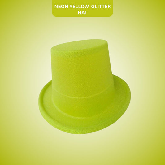 Neon Yellow Glitter Hat for Adults