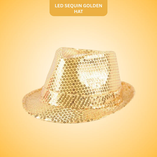 Wanna Party Golden Sequin Light Up Hat