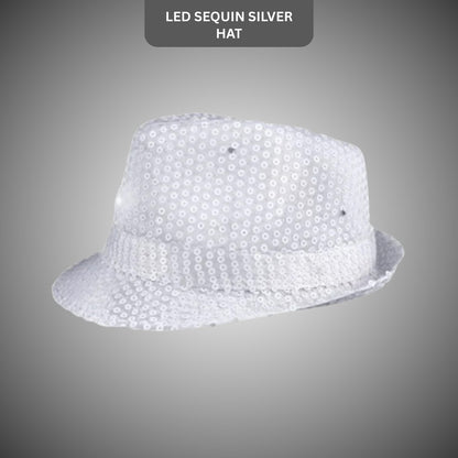 Sequin Light Up Hat Silver - 1PC
