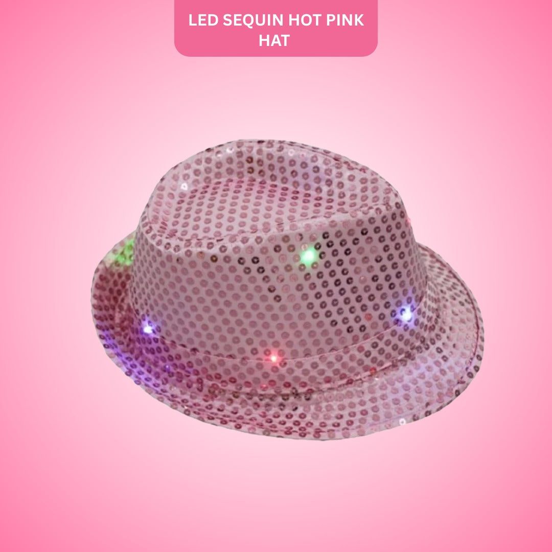 Sequin Light Up Hat Hot Pink - 1PC