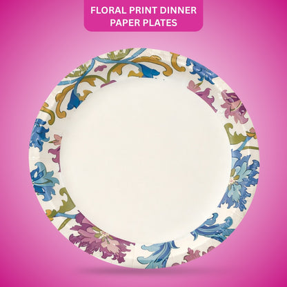 Floral Print Dinner Party Paper Plates 10.25 inches - 8PC