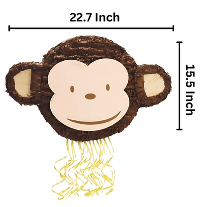 Monkey Face Shaped Pinata/Khoi Bag w/ Pull String for Fun Birthday Activity - 1PC