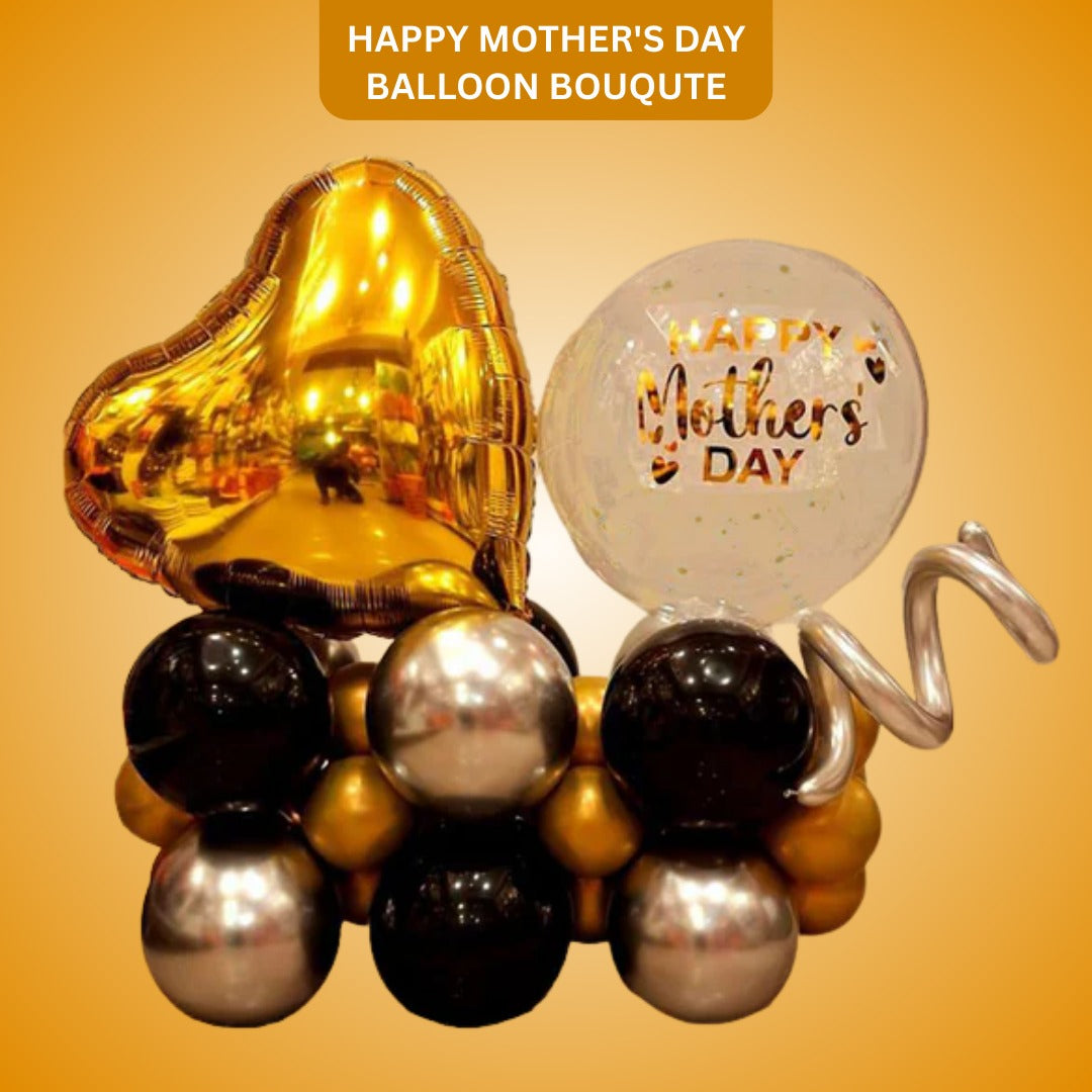 Happy Mother's Day Balloon with Heart Shaped Balloon Bouquet  - Air Filled
