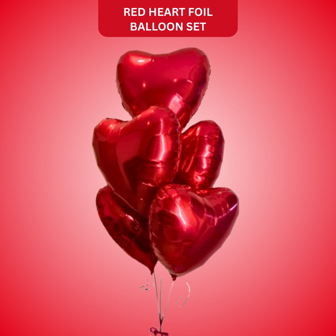 Red Heart Foil Balloon Set - Helium Filled  - 4PC valentine
