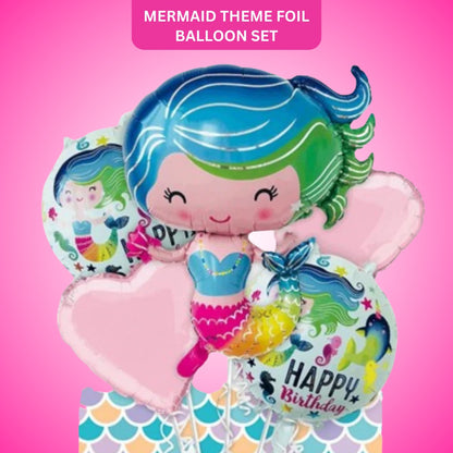 Mermaid Theme Foil balloon Set - Helium Filled - 5PC