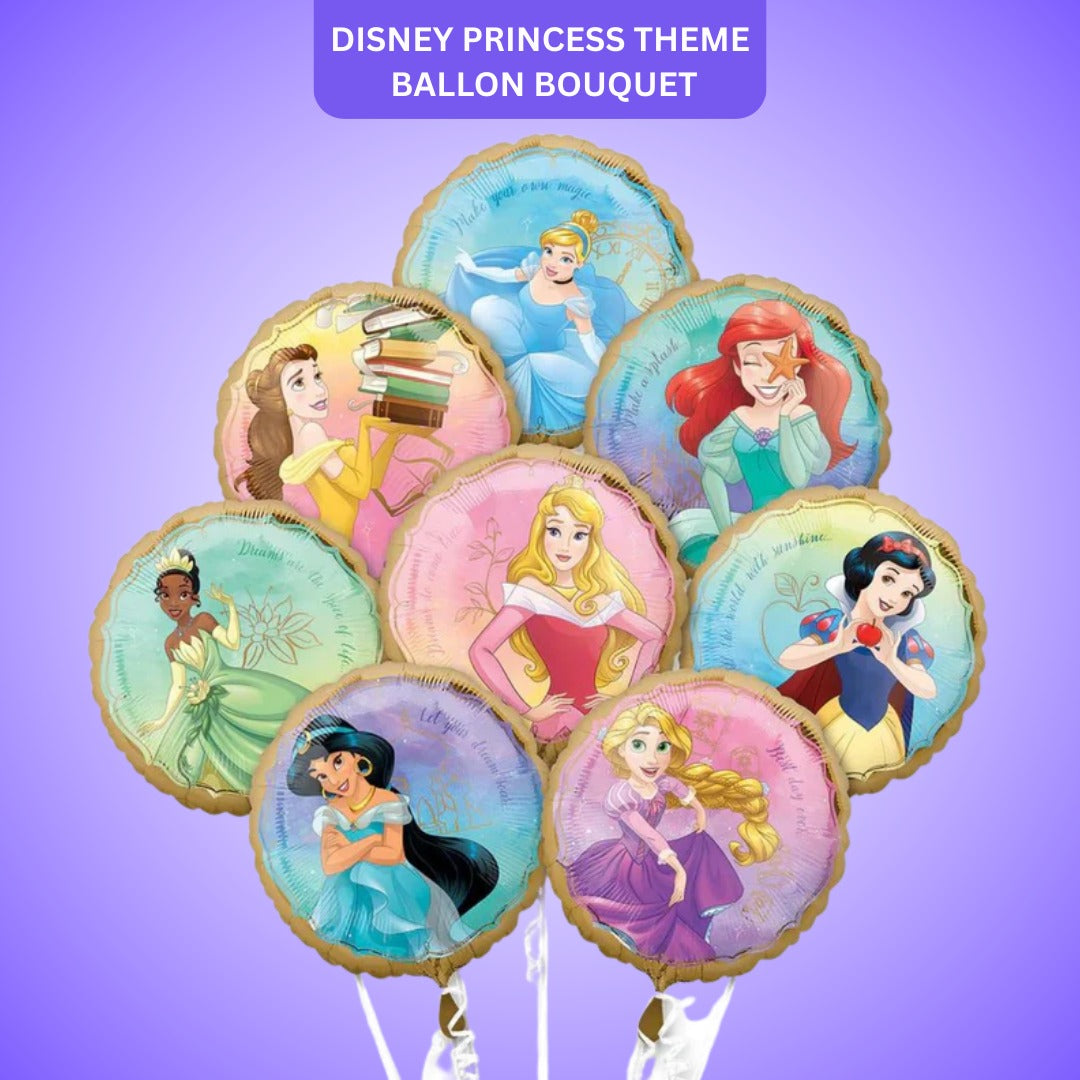Disney Princess Theme Foil balloon Set - Helium Filled - 8PC