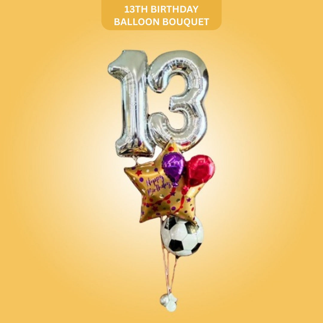 Balloon Bouquet - 13th Birthday (w/ Helium Gas)
