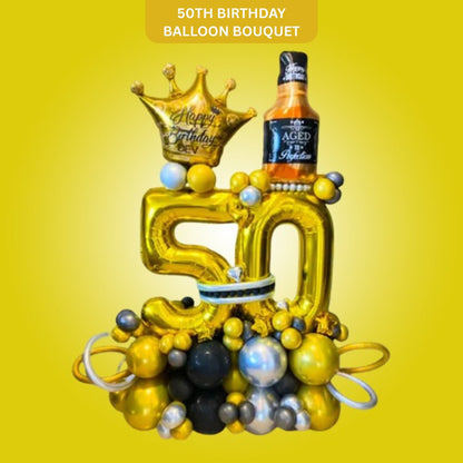 Balloon Bouquet - 50th Birthday with Customized Name Sticker