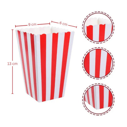 Striped Popcorn Holders Red- 10PC