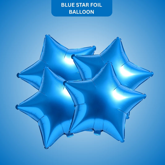 Blue Star Shaped Foil Balloon - Helium Quality  - 18 inches - 4PC