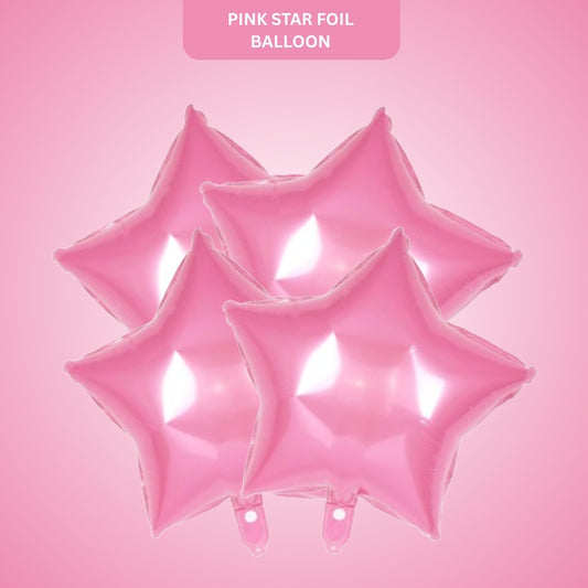 Pink Star Shaped Foil Balloon Combo Pack - Helium Quality - 18 inches - 4PC