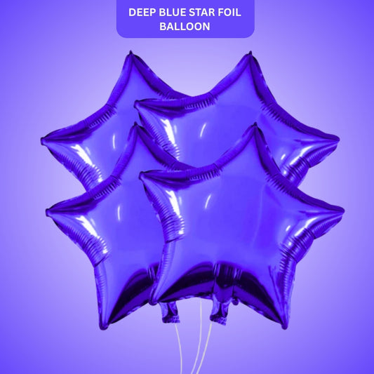 Deep Blue Star Shaped Foil Balloon Combo Pack - Helium Quality - 18 inches - 4PC