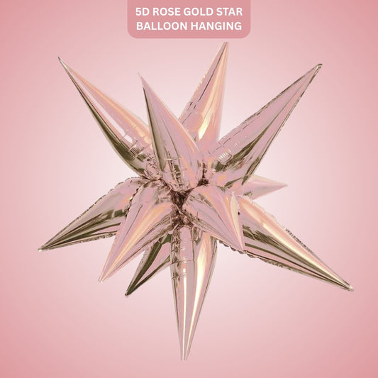 Explodng Rose Gold Star Balloon Hanging - 5D 26"