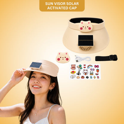 SunWiser Beige Hat with Fan - USB Solar Powered Summer Cap | Wanna Party - Image 1
