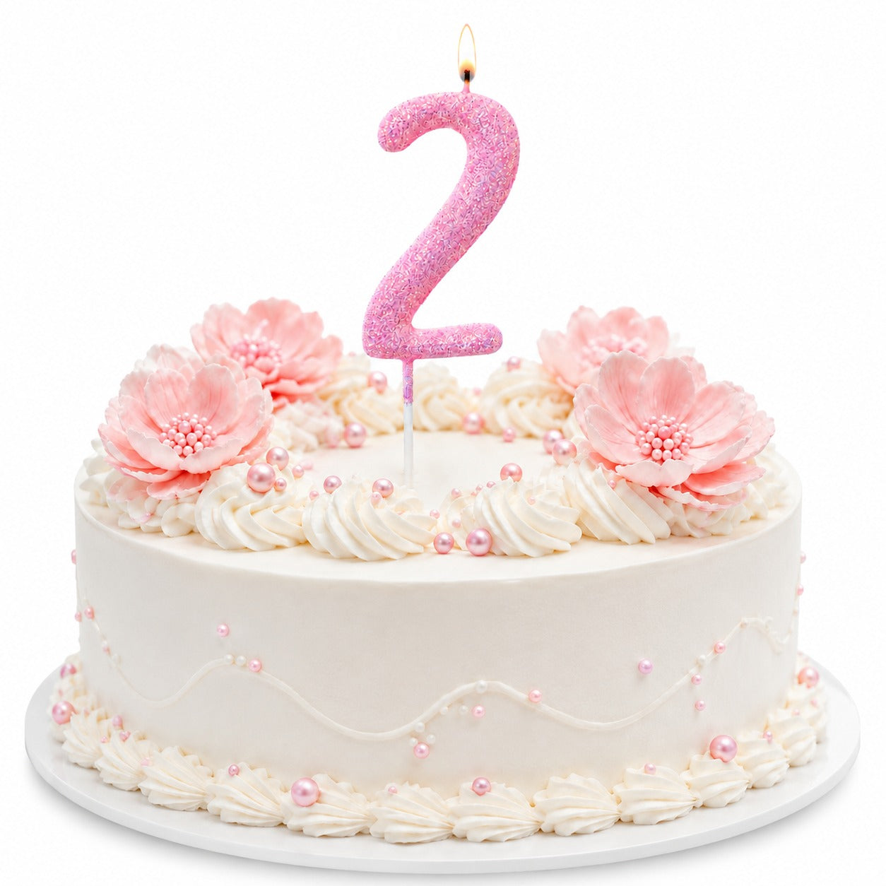 Glitter Designer Pink Candle Number 2 | Cake Candles