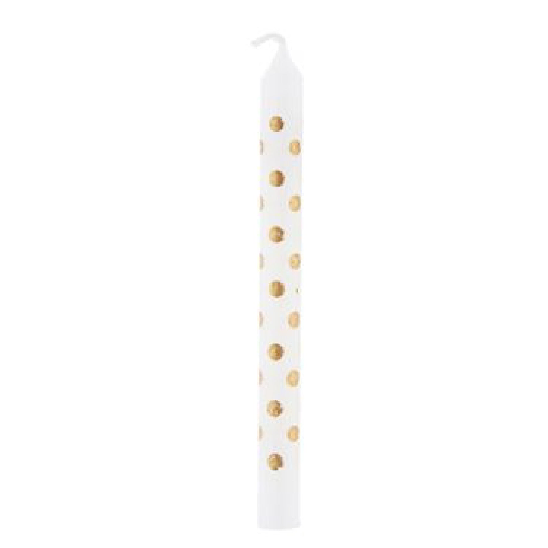 White Candle w/ Golden Polka Dots - 12PC