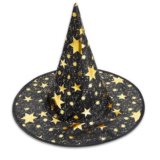 Witch Hat with Golden Star Print for Halloween - 1PC