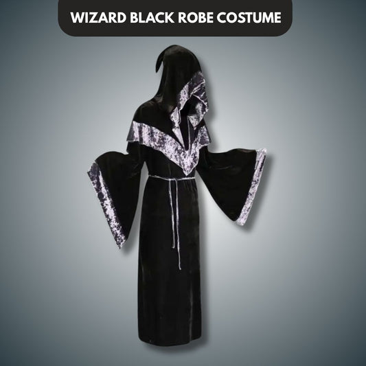 Wizard Black Robe Costume w/ Belt for Adults