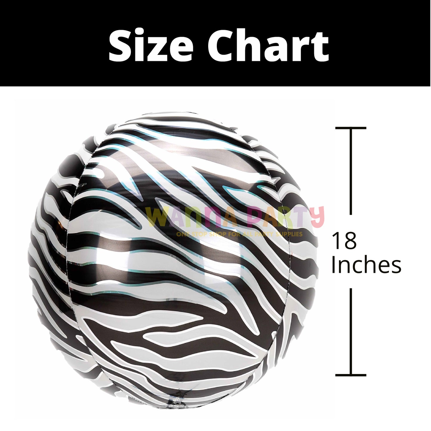 Zebra Print Orbz Balloon 16"