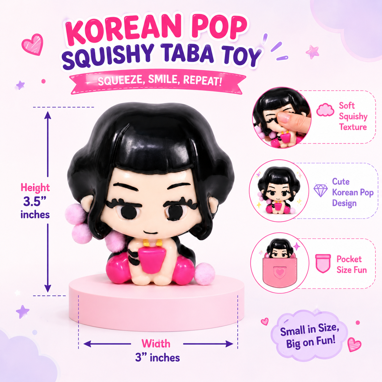 K-POP Zoey Squishy Taba Toys - 1PC
