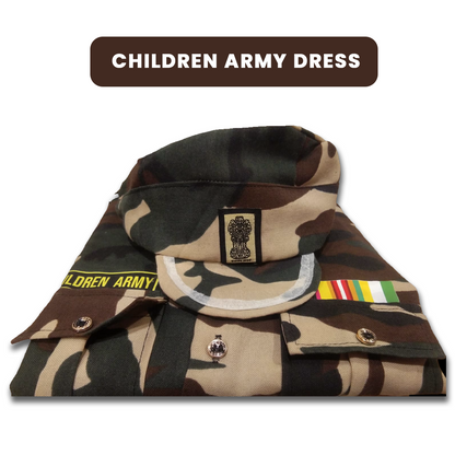 Army Costume w/ Cap, Toy Gun, Whistle for Kids - Size S - Age 3 to5 - 1PC